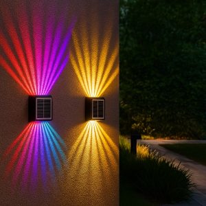 Solarna zidna svjetiljka - 10-12h rada, dvostruki snop, IP65, RGB | ORALUMI