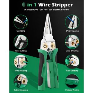 Alat za skidanje izolacije i rezanje žica 8-u-1 (20,7 cm) - skida, reže, preša i testira napon u jednom alatu | POWERPLIERS